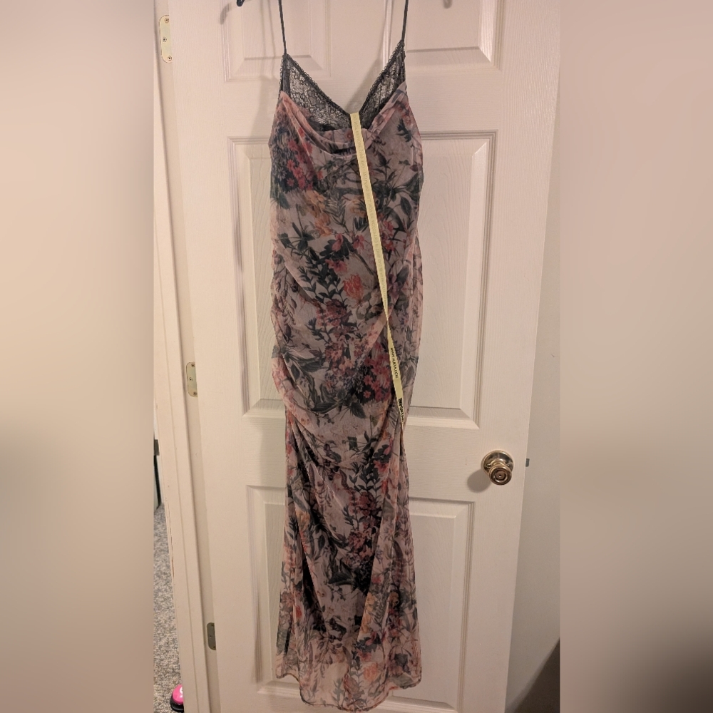 Floral Lace Trim Maxi Dress